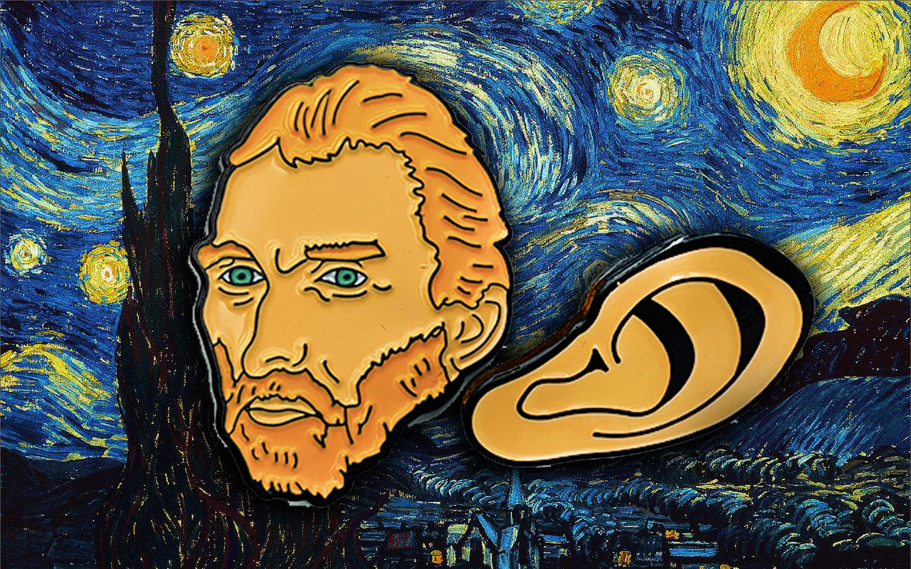 胸针梵高左耳头像人物肖像个性耳朵斜挎包徽章帆布包胸针