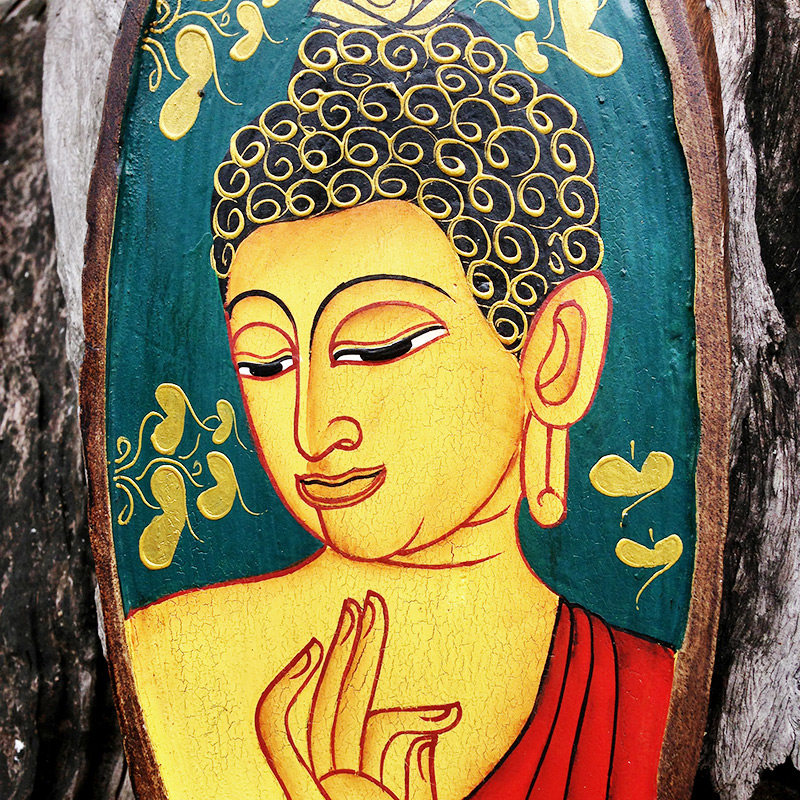 泰国工艺品手绘佛像壁饰墙饰挂饰客厅田园复古壁饰