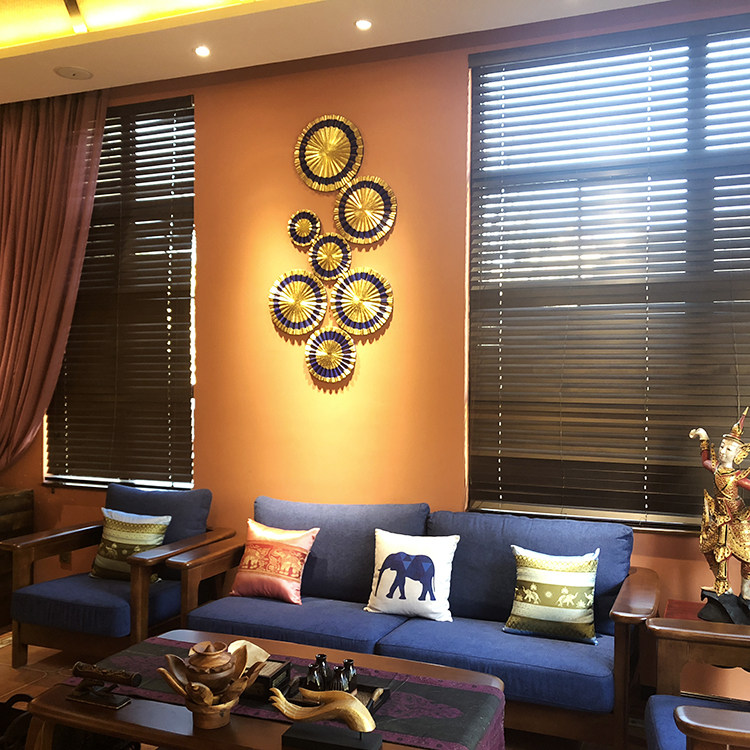 泰式风水水轮壁饰玄关客厅电视背景背景墙墙上壁饰