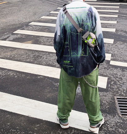 mamc森林印花长袖休闲oversize衬衫