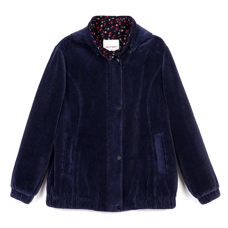 米兰登2020冬季新款中老年妈妈灯芯绒棉衣外套加厚中老年女装