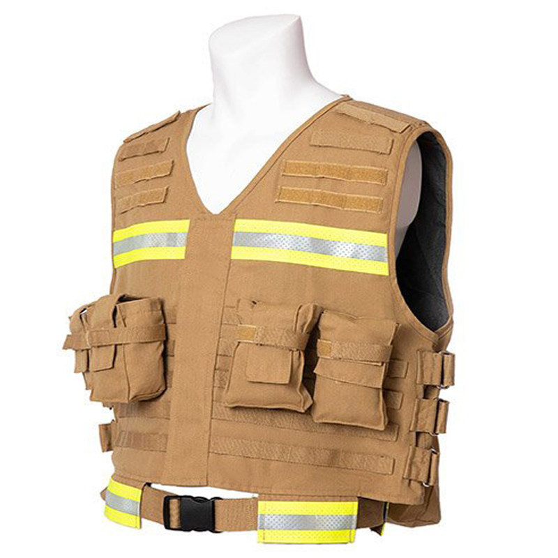 青岛消防马甲通讯背心应急通信保障卡其棕色阻燃背心