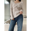 Maryme Wool Dress Women's 2021 Spring And Autumn New Slim Fit V-neck With Long Over Knee Bottomed Knitted Dress Maryme Wool Dress Women's 2021 Spring And Autumn New Slim Fit V-neck With Long Over Knee Bottomed Knitted Dress