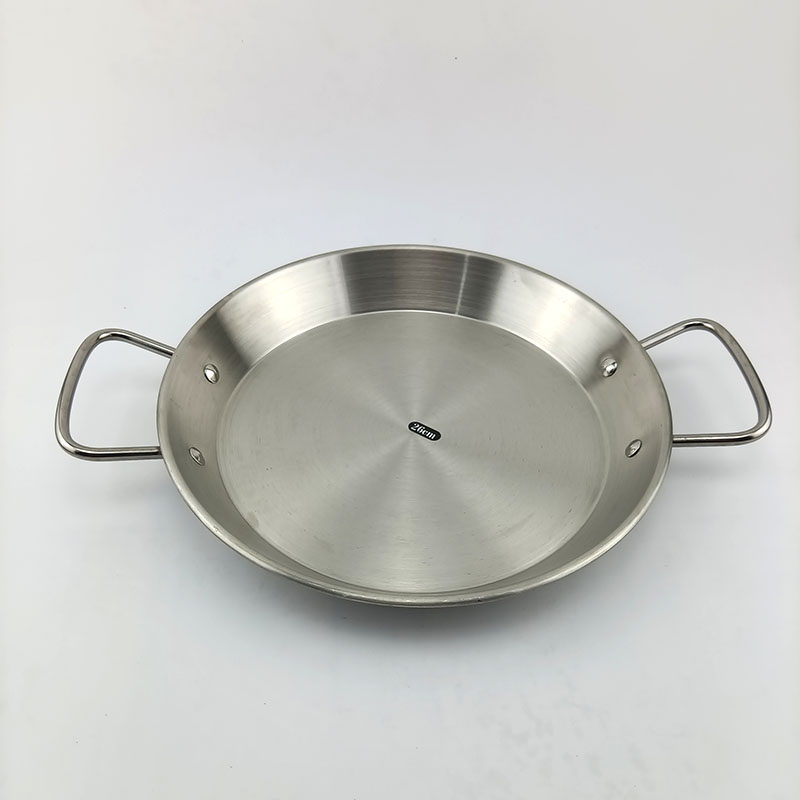 加厚不锈钢双耳海鲜焗饭平底锅餐厅商用煎锅平板煎锅