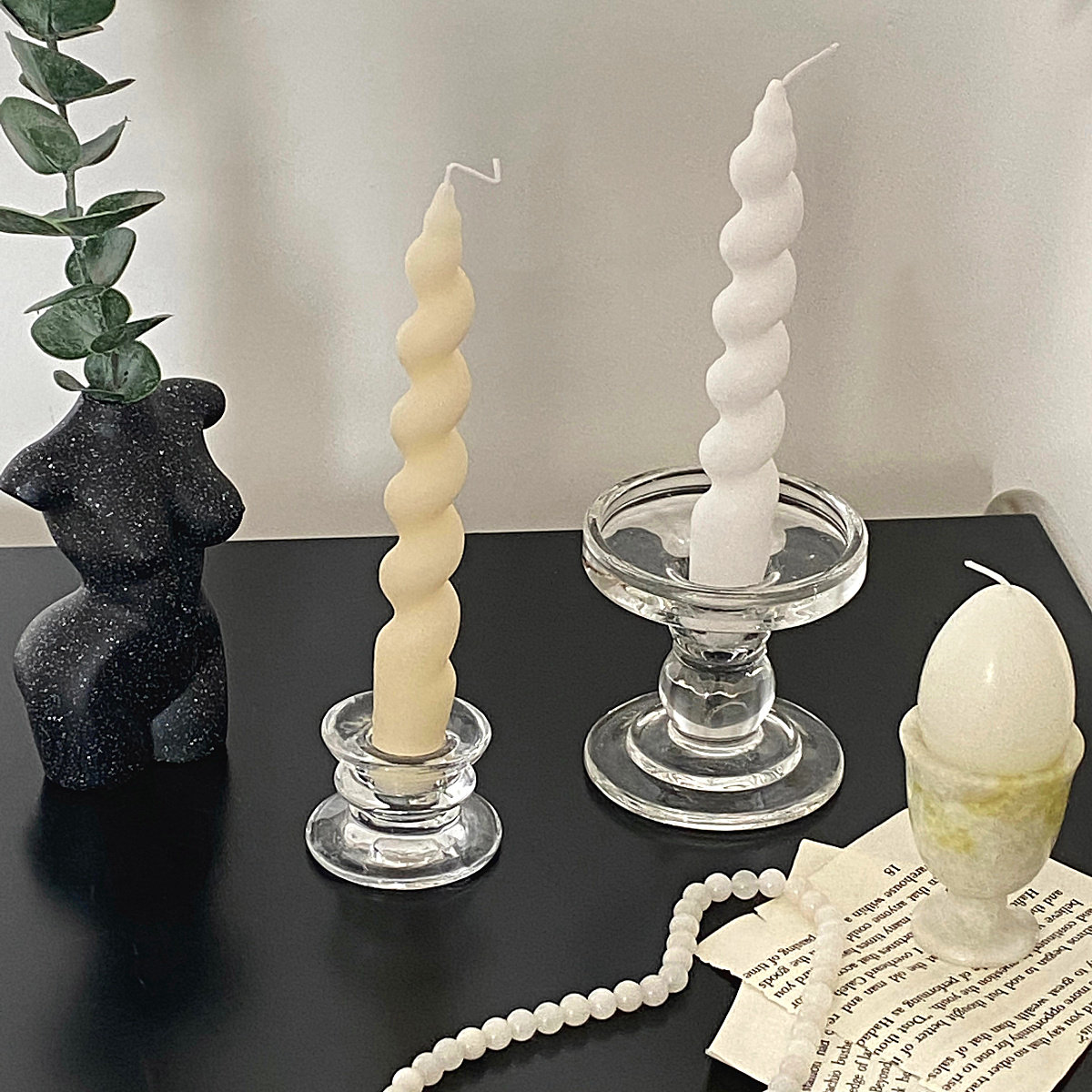 ins北欧复古简约糖果糖果色色彩扭曲螺旋蜡烛香薰蜡烛