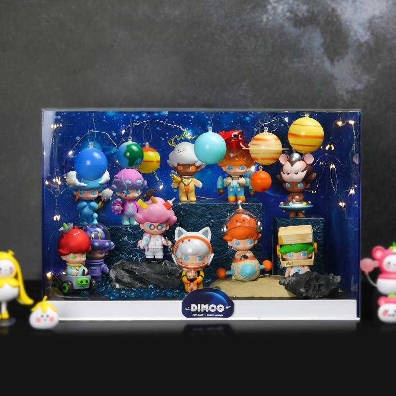 泡泡玛特molly艺术大亨主题盒盲盒手办潮流收纳盒防尘透明展示盒