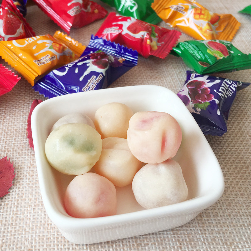 香港candy脆皮奶球糖水果味夹心奶糖软糖结婚传统糖果