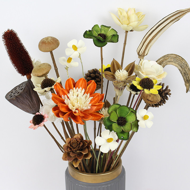 干花复古莲蓬富贵太阳装饰干枝现代简约家居客栈干花