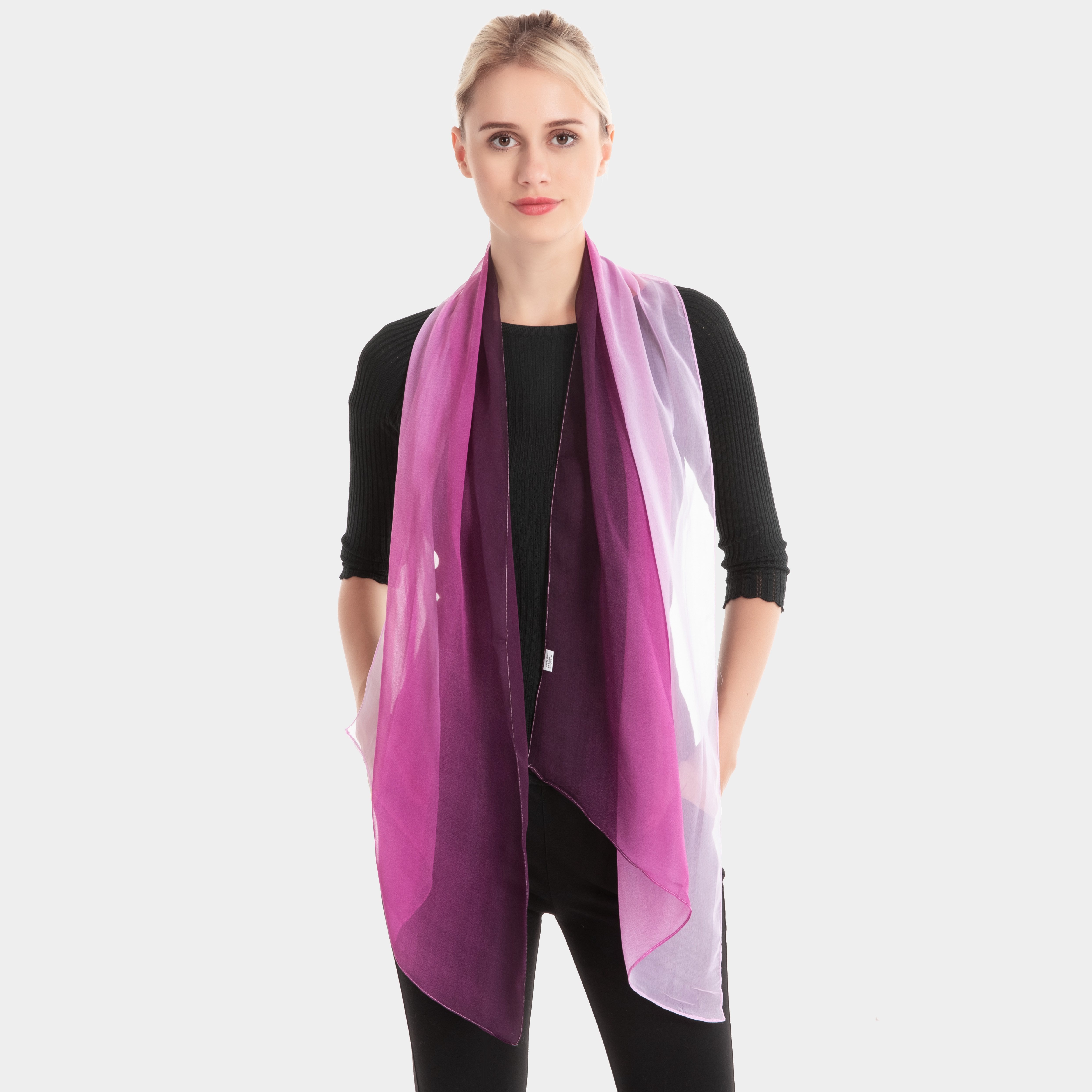 百搭渐变彩色培训形体礼仪训练丝巾模特走秀女围巾