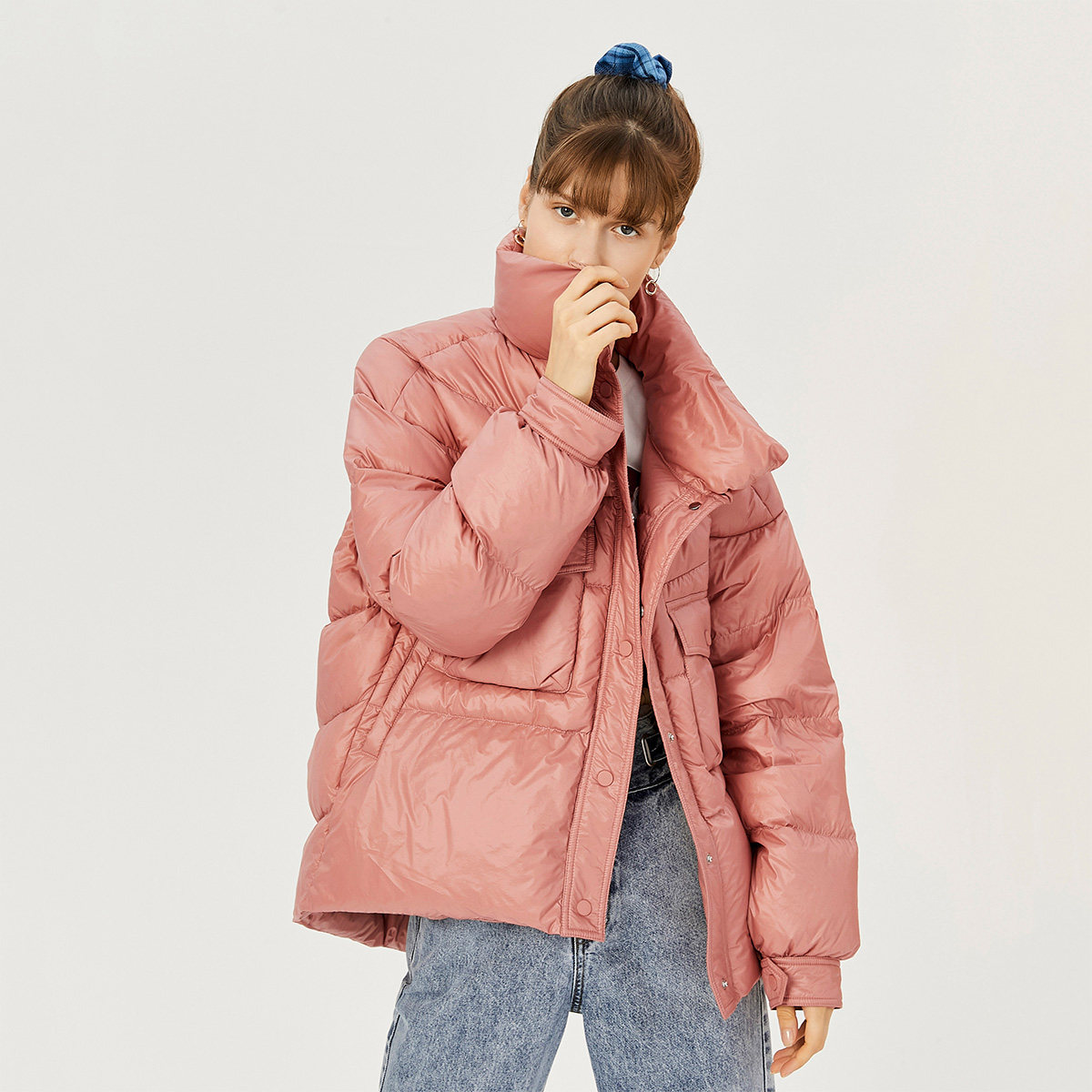 lily2020面包加厚立领纯色秋季宽松女装新款羽绒服羽绒服