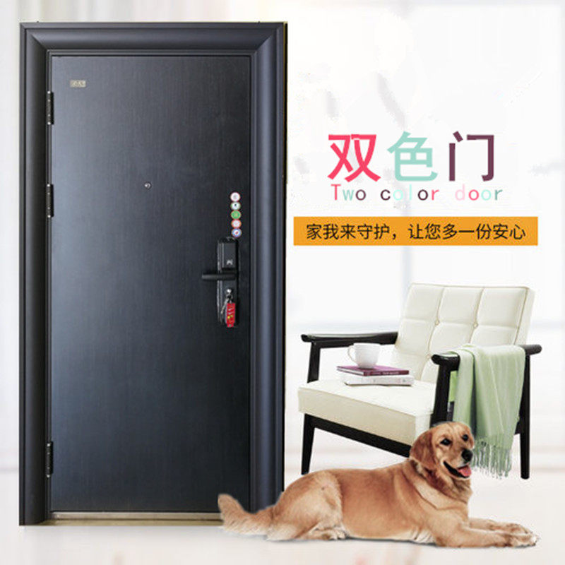 成都家用轻奢防盗门双色现代简约豪华入户安全钢制进户门