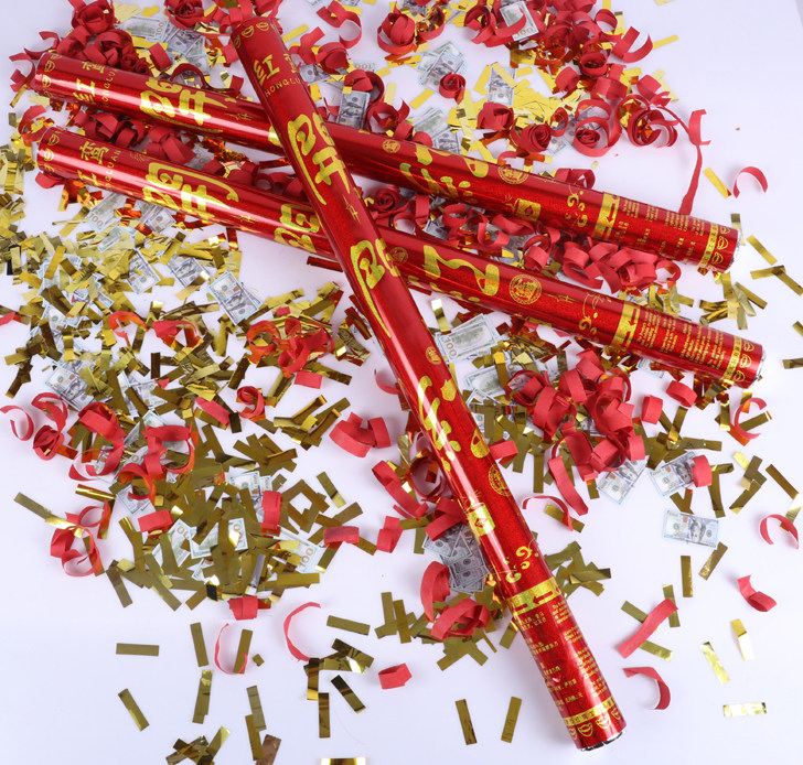 开业开工新年手拉炮生日派对礼花内涵美金彩带礼花