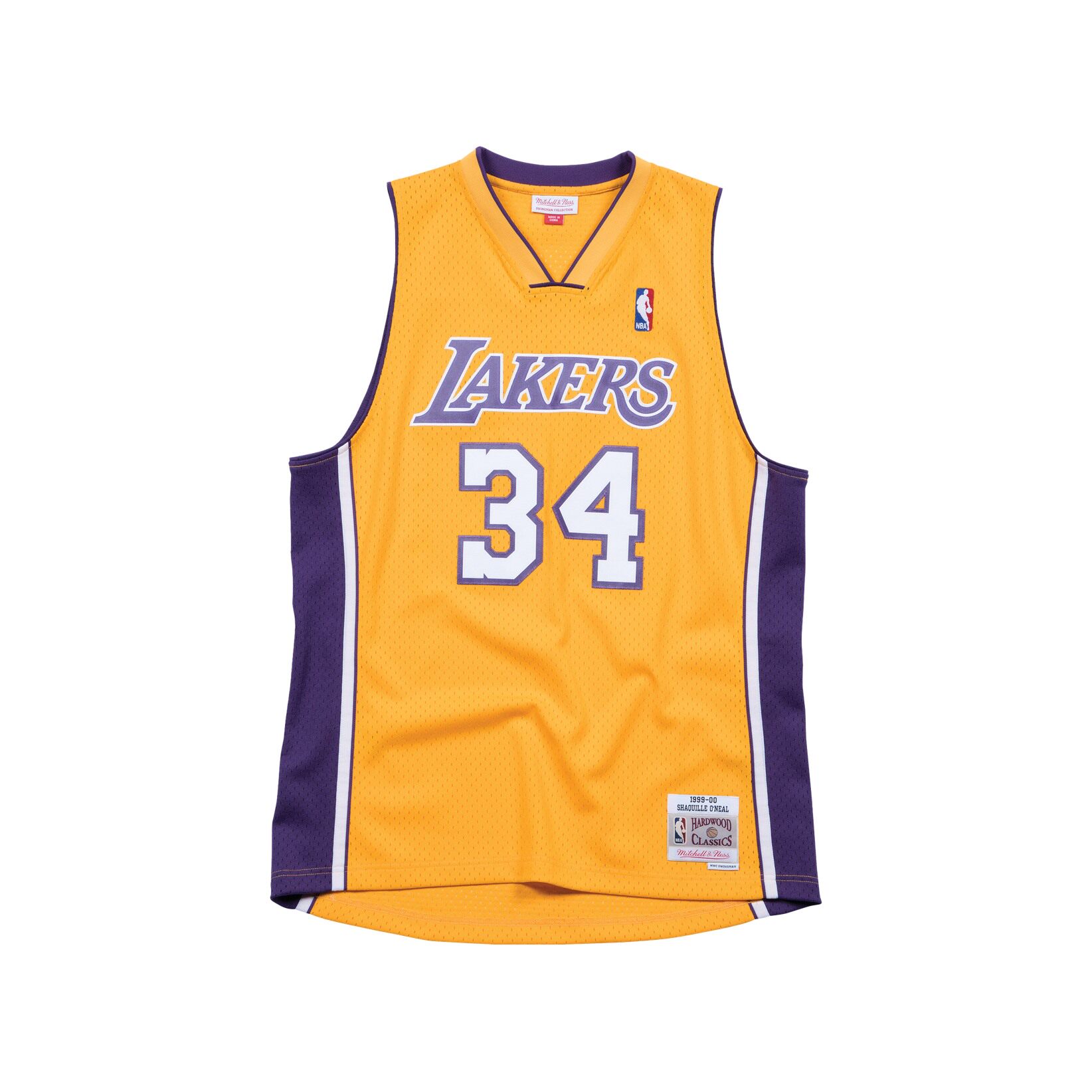 奥尼尔2000赛季swingman湖人队1999mn复古球衣黄色主场nba