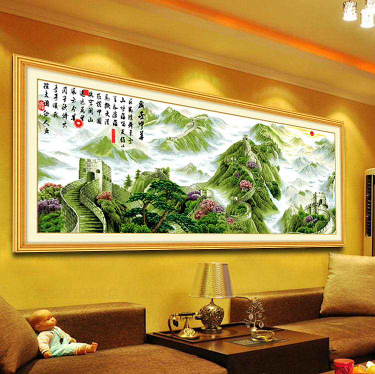 盛世手工十字绣成品中华万里长城长城客厅3米6米十字绣成品