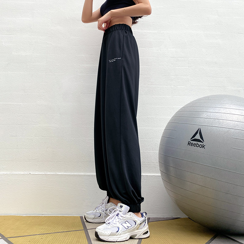 云端贝壳运动裤女夏季薄款宽松速干垂感休闲嘻哈裤跑步束脚健身裤