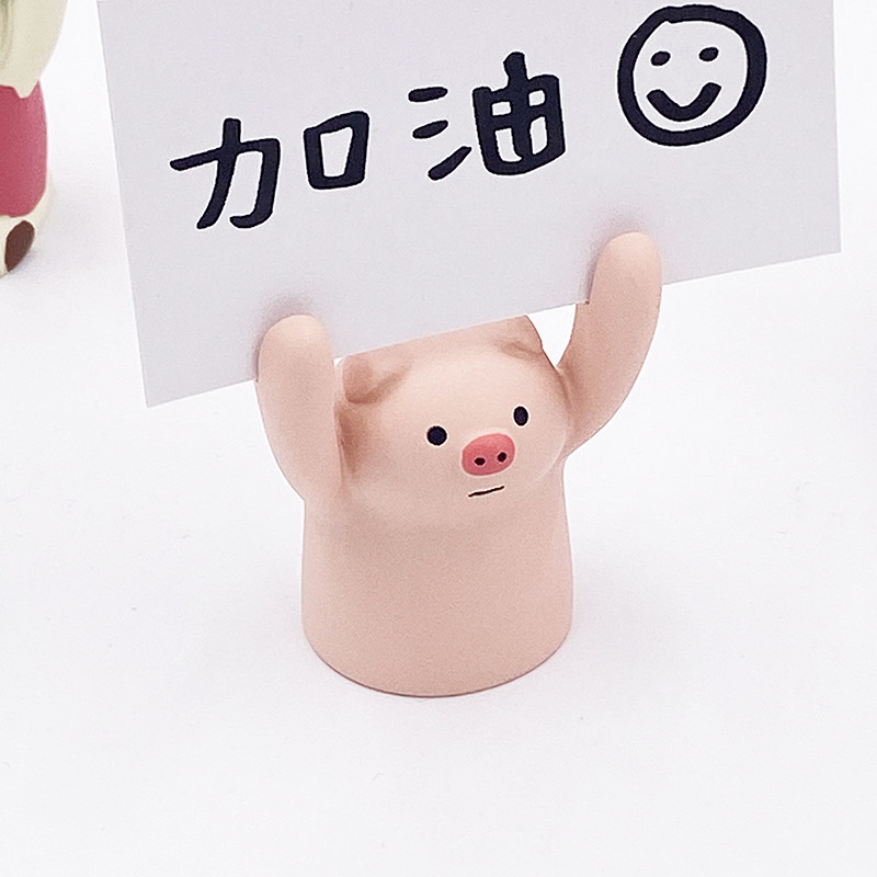 举牌小猪 ins网红加油励志树脂小摆件 diy手写便签摆件