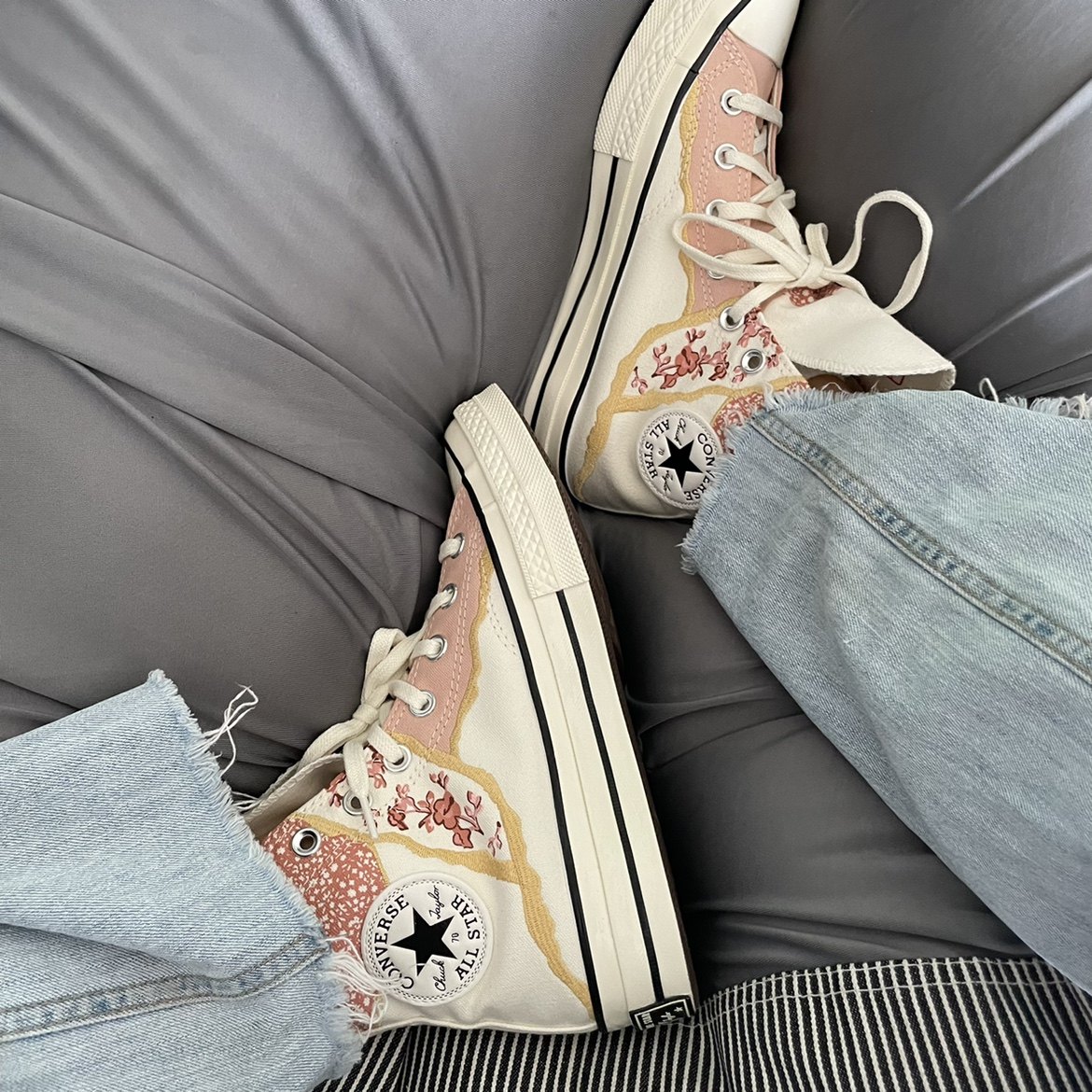 converse匡威女鞋1970s侘寂印花高帮复古休闲帆布帆布鞋