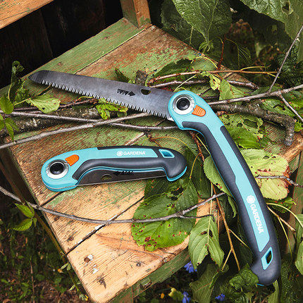 德国进口嘉丁拿折叠式园林修枝手锯双刃省力伐木手工锯