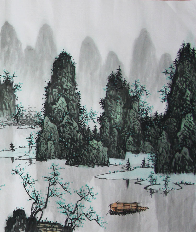 国画手绘真迹漓江山水画手画字画书画作品未装裱画国画