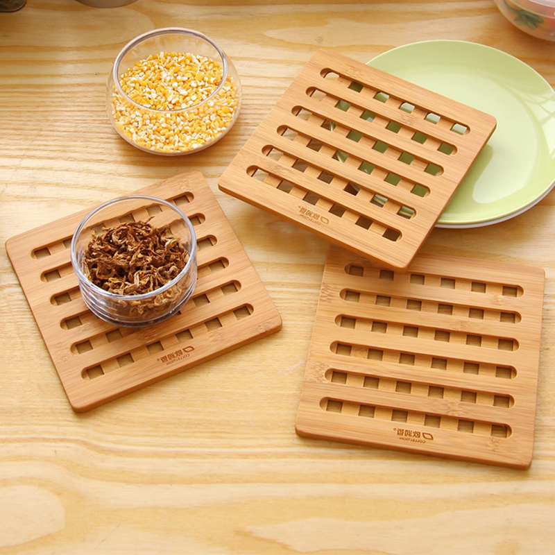 锅垫隔热5只大号方形竹制砂锅厨房耐高温餐具餐垫