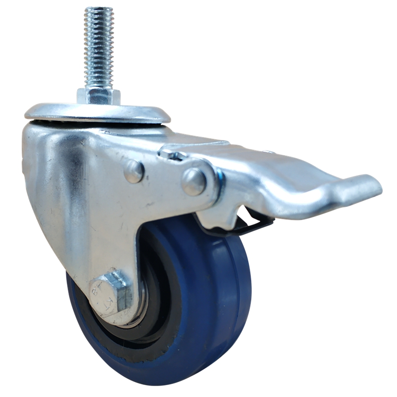 脚轮轱辘万向轮带刹车丝杆345寸螺钉橡胶手推车脚轮