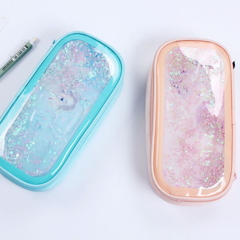 韩国文具少女心入油流沙笔袋女ins简约创意女生大容量可爱文具袋