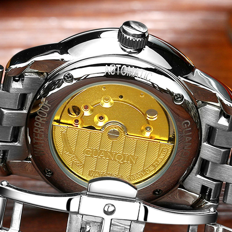 正品冠琴全自动机械表男表超薄防水夜光时尚商务男精钢表带手表男