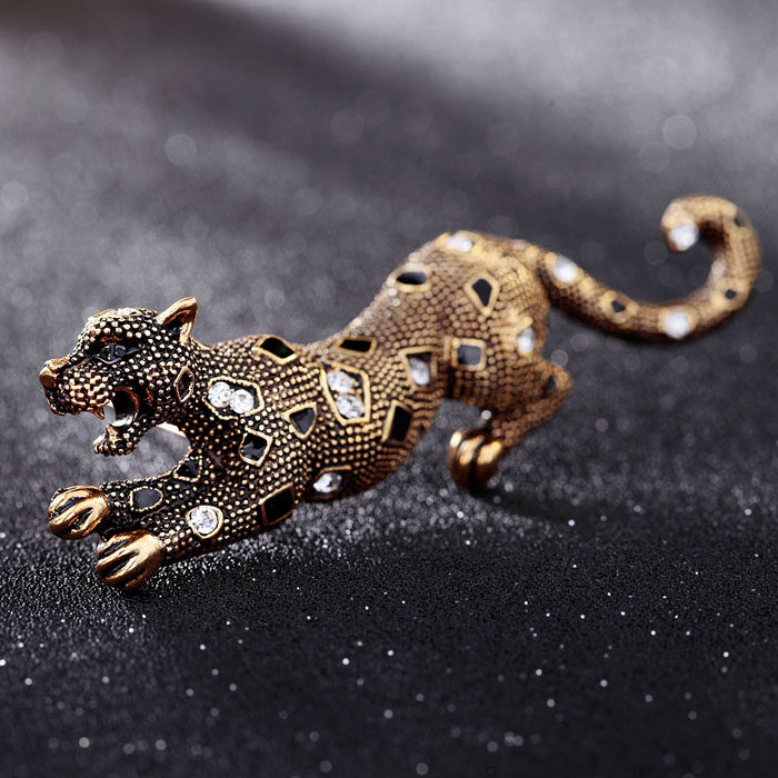 欧美复古男士胸针胸花饰品高档猎豹徽章领针胸针