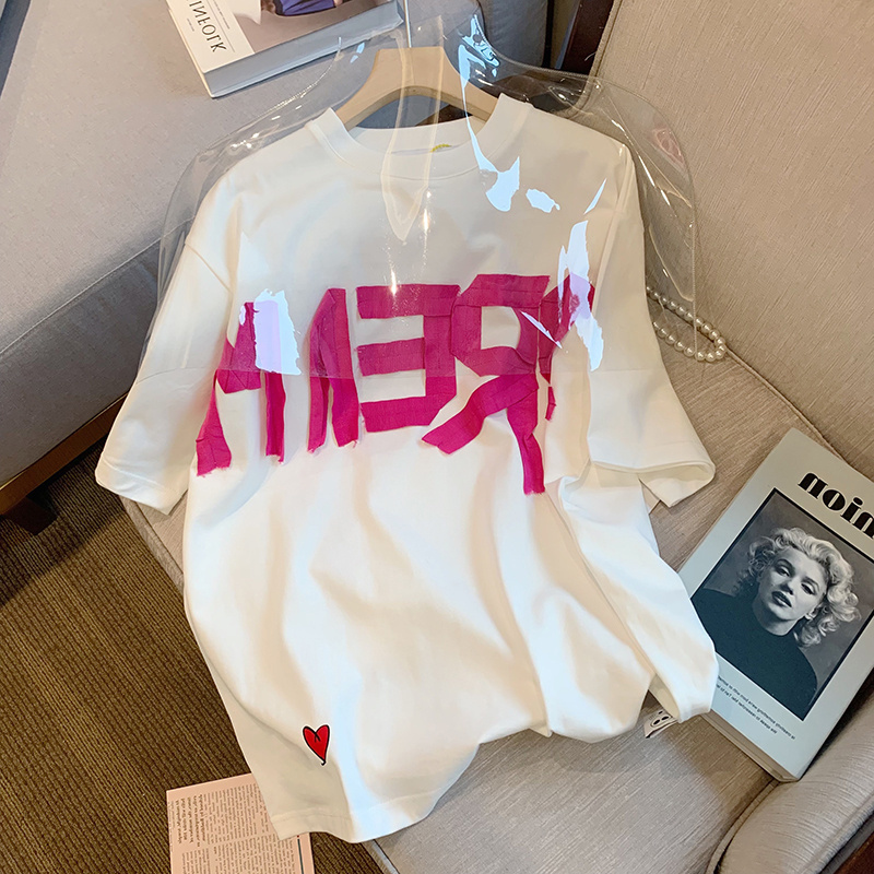 高级设计感小众字母别致短袖t恤男女夏季甜酷慵懒半袖宽松上衣ins