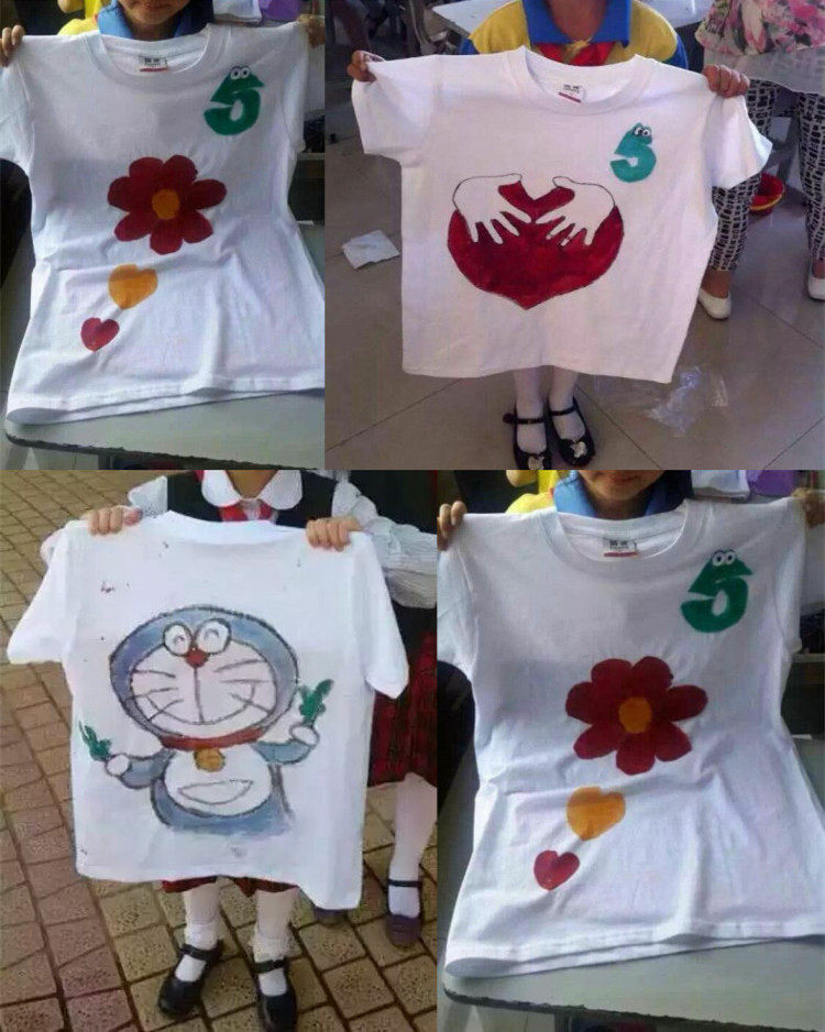 白色扎染衣服纯棉diy学校教学活动彩绘染料染色t恤