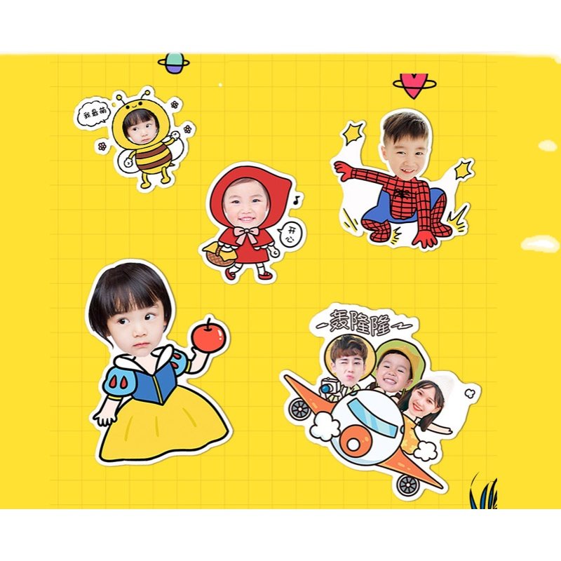 贴纸冰箱定制个性大头贴照片diy头像可爱情侣笔记本炫彩贴