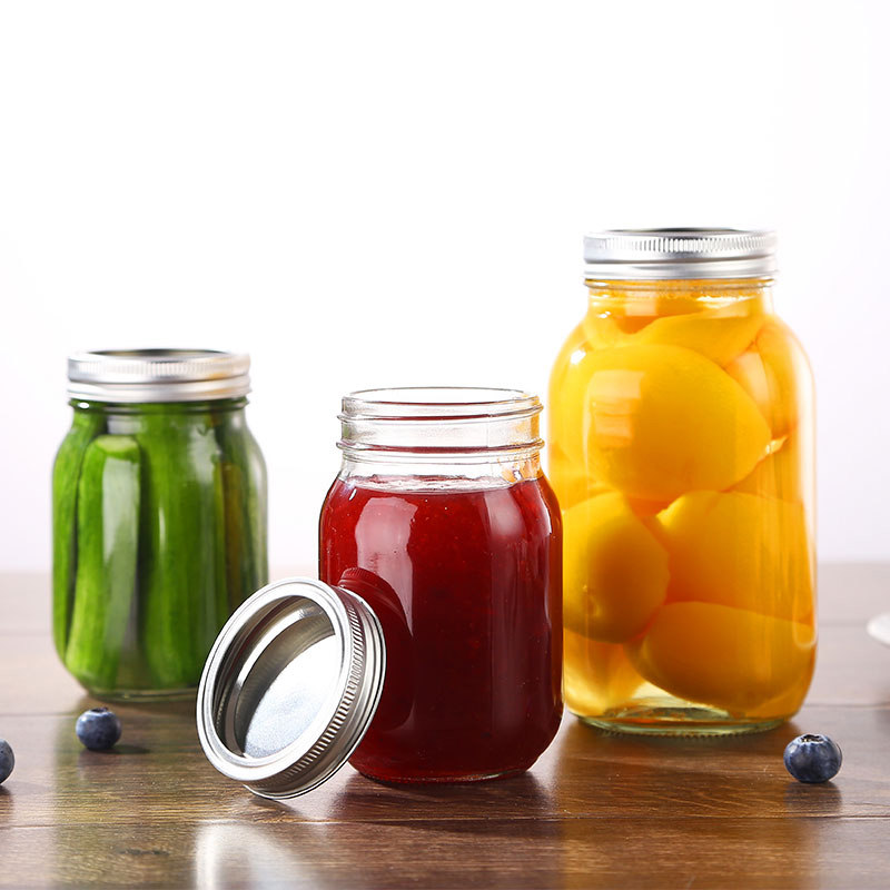 促销密封玻璃瓶梅森罐果酱瓶加厚蜂蜜瓶大口罐头瓶玻璃罐子带盖