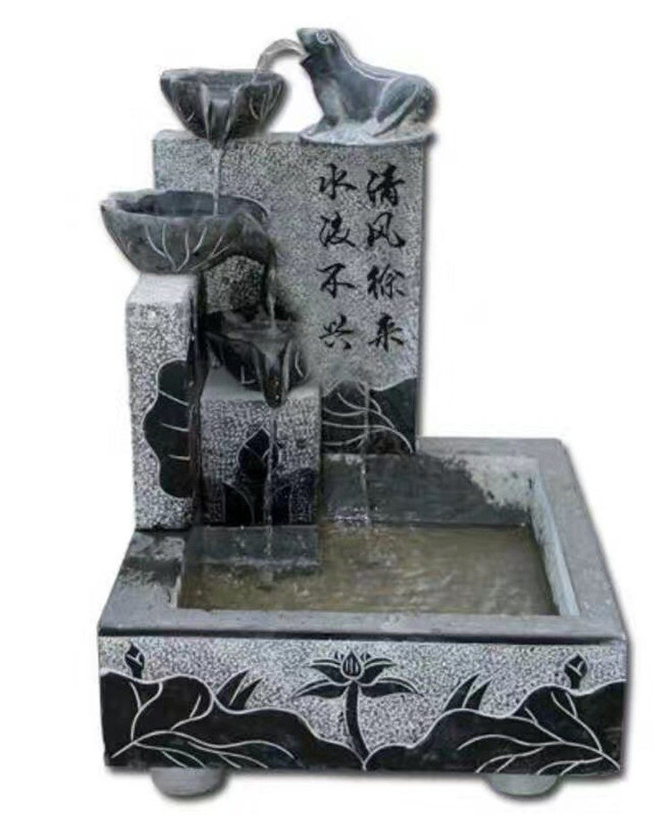 石雕石头流水水盆摆件水幕喷泉荷塘月色鱼池风水石雕