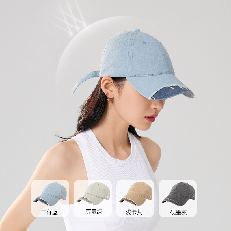 siggi棒球帽男女春夏纯棉水洗牛仔做旧拼接街头帽子