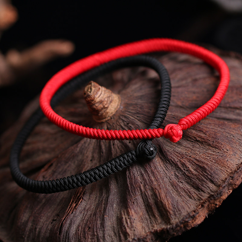 包邮【平安旺运】本命年红绳手绳精编九乘藏式金刚结玛瑙结尾情侣