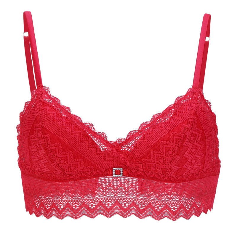 nita妮塔红色真丝内衣结婚本命年蕾丝胸罩钢圈文胸