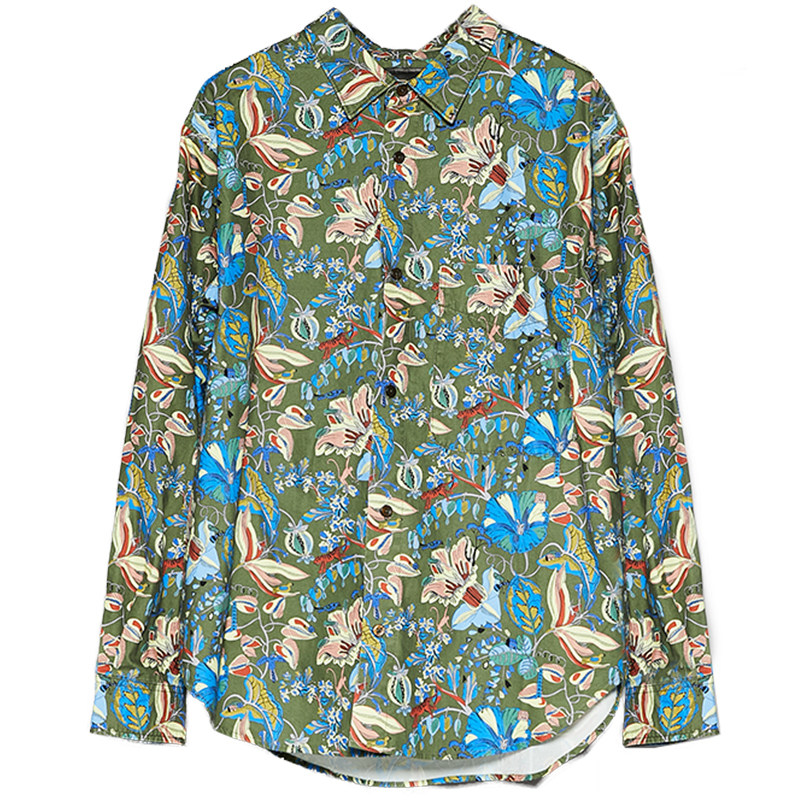 衬衫高品质腔调剪裁英伦复古碎花潮流修身长袖衬衫