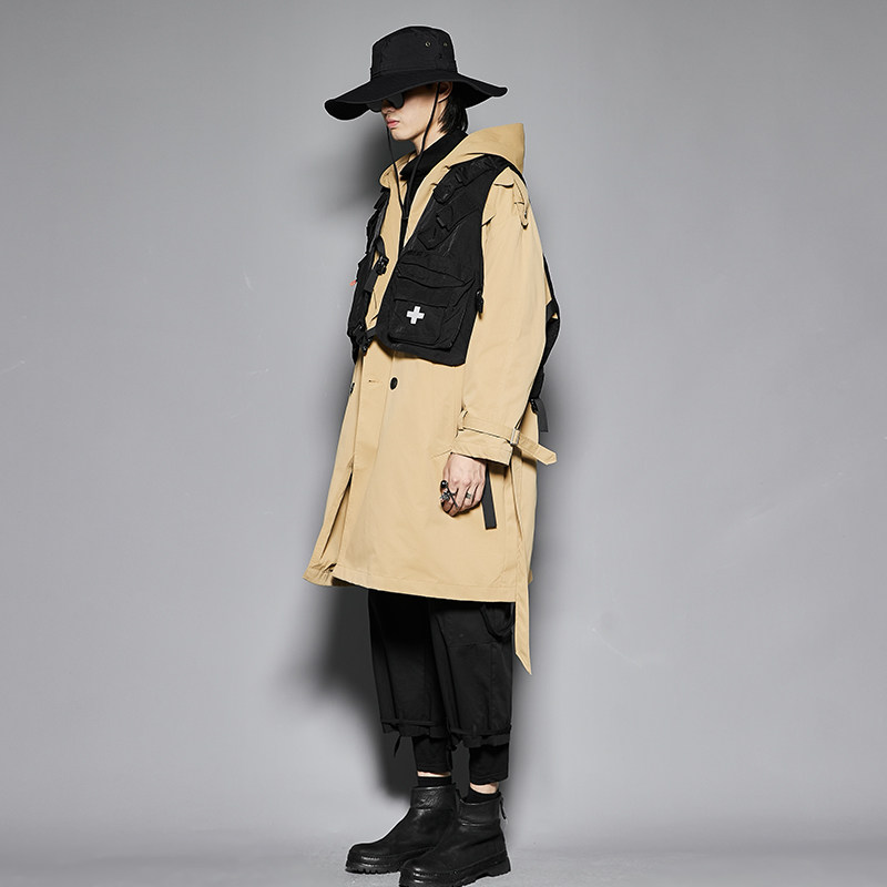 超帅秋冬山本暗黑特工酷感宽松走秀款造型中长风衣