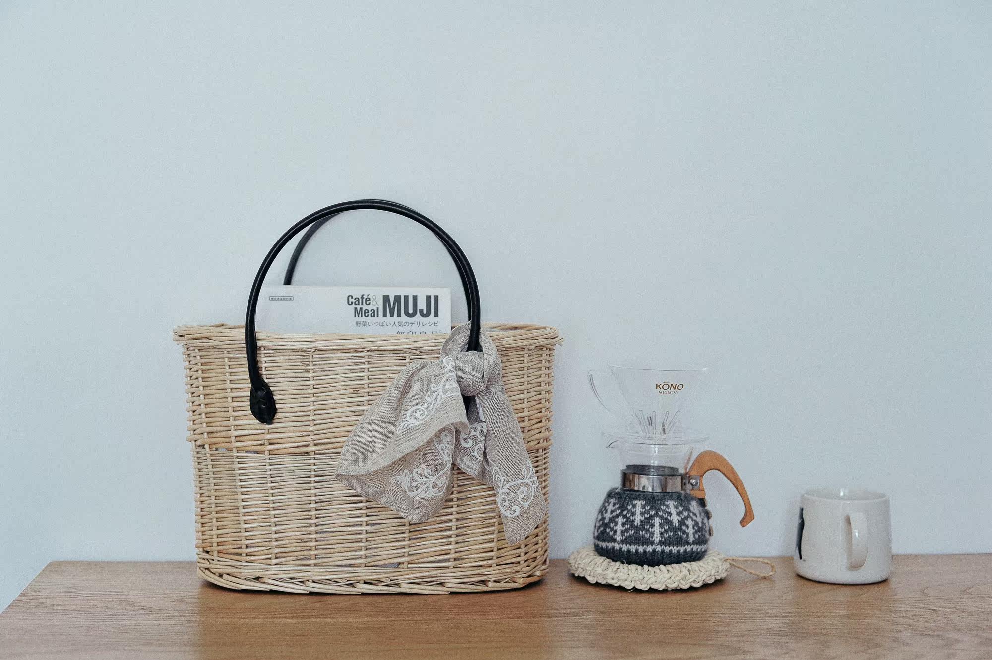 foartmo原创设计 日本手工柳编购物篮杂志收纳篮 家居收纳装饰