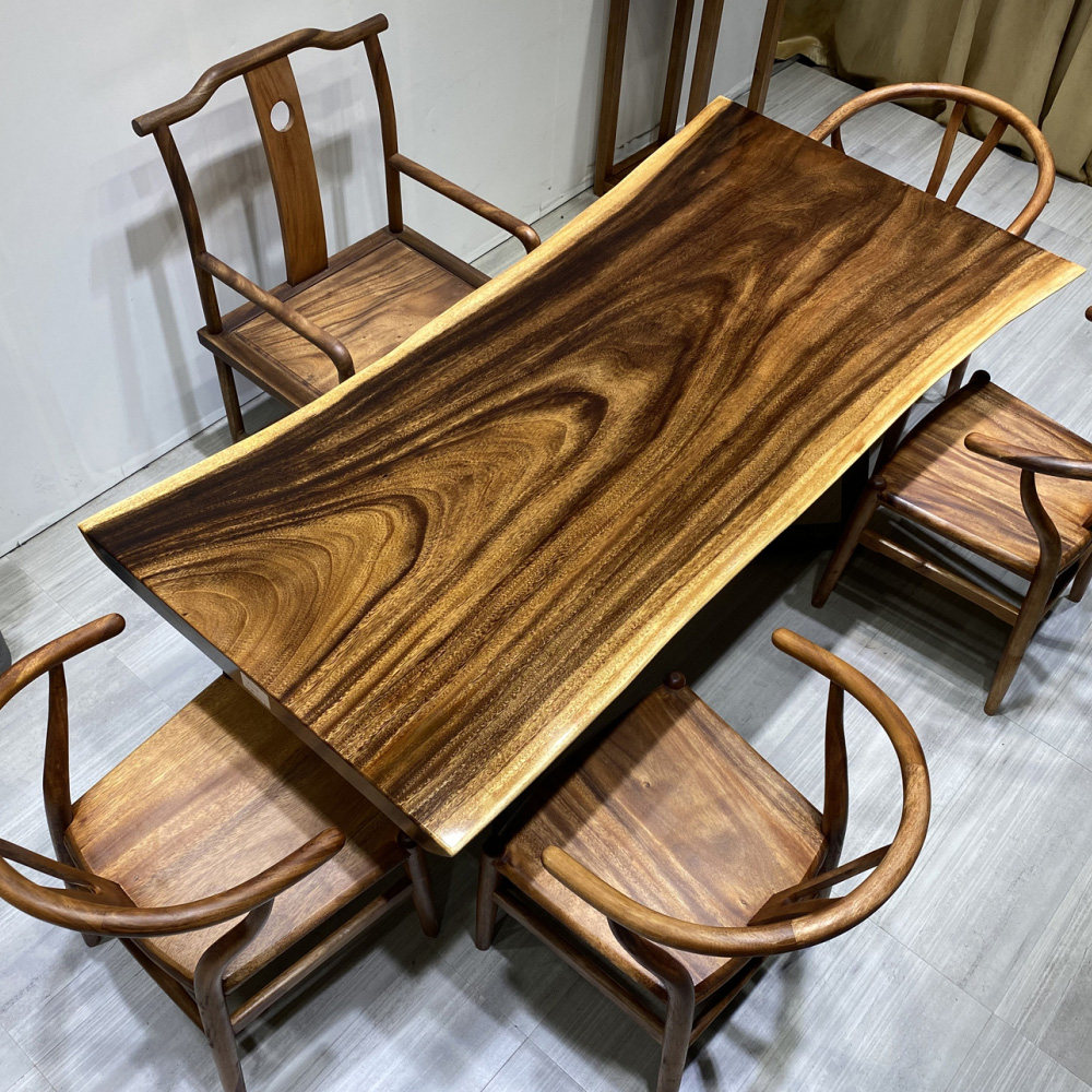 南美胡桃木大板茶桌奥坎实木原木办公桌整板功夫茶大班台