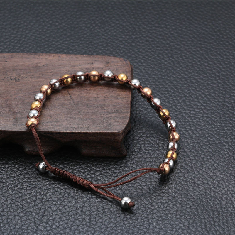 手串不锈钢首饰工艺品手链钢珠钛钢串手镯新款银色手链