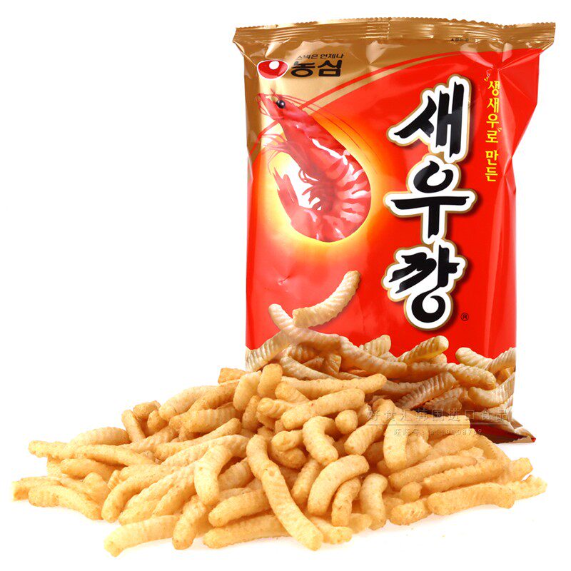农心原味鲜虾条90g袋装韩国进口膨化追剧怀旧零食办公休闲小食品