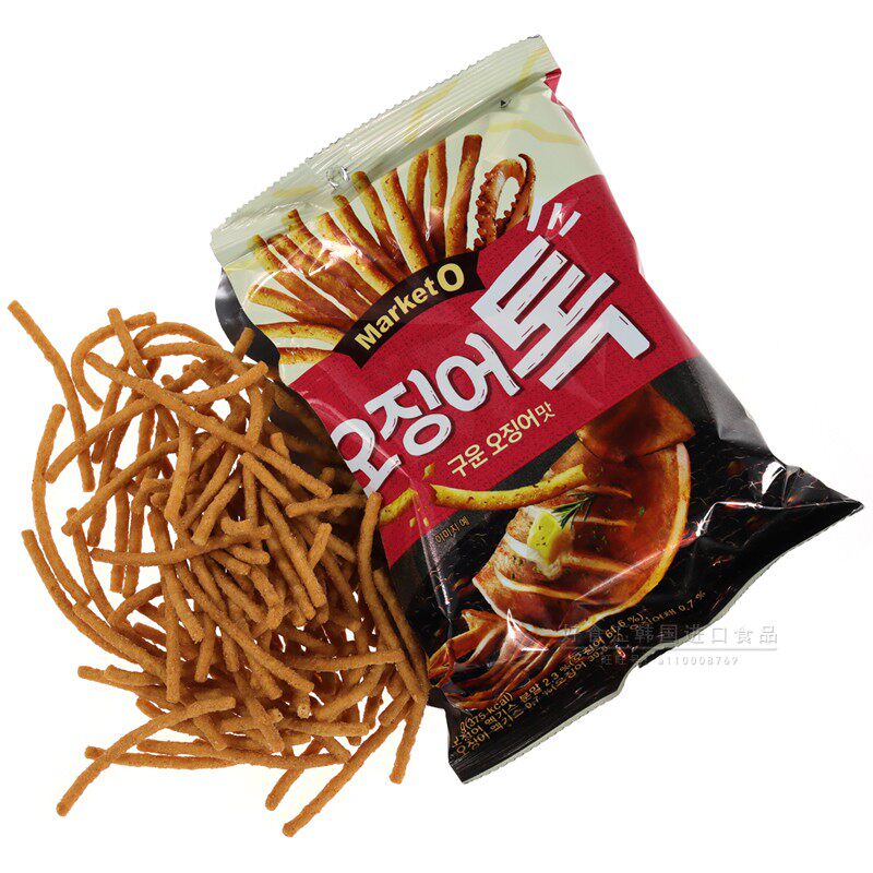 韩国进口好丽友marketo薯条膨化鱿鱼鱼味80g袋装膨化食品
