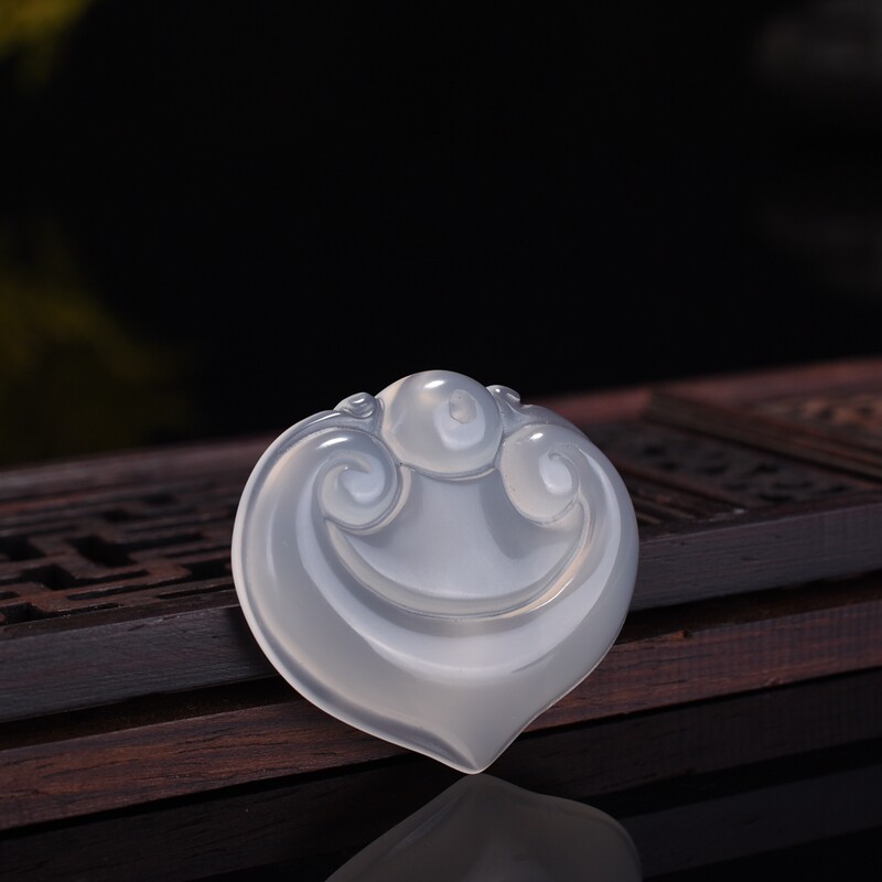 吊坠白玉心形如意玛瑙简单可爱女孩玉坠玉器项坠