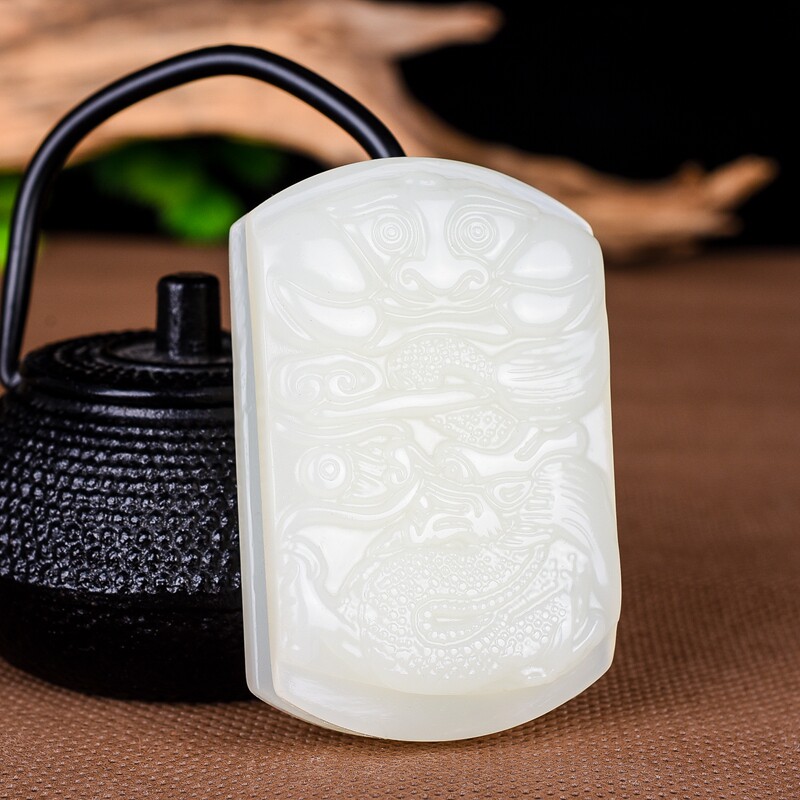 和田白玉生肖皮带扣龙行天下卧虎藏龙玉腰带扣男款腰佩颈饰