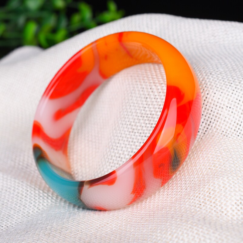 玲珑和田金丝玉手镯玉石女款七彩玉三色玉镯镯子其他