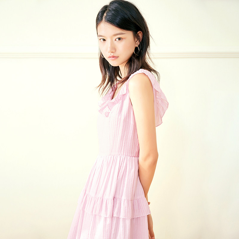 cicishop少女衣服超仙网纱无袖连衣裙学生9579连衣裙