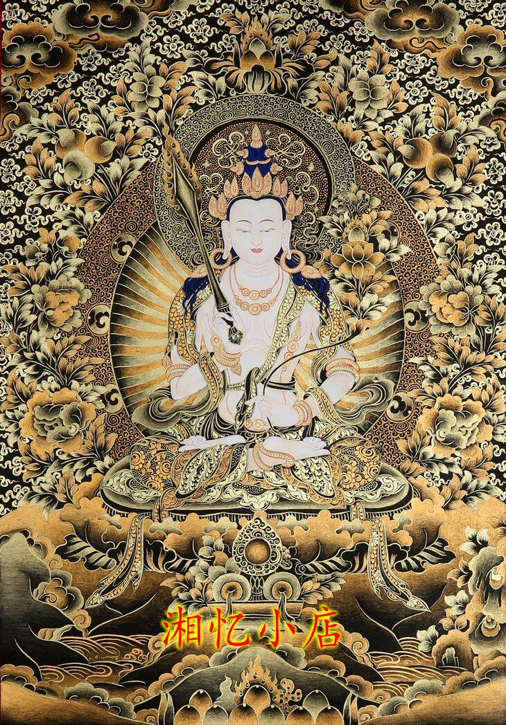 印花dmc纯棉棉线十字绣套件客厅玄关黑金唐卡十字绣套件