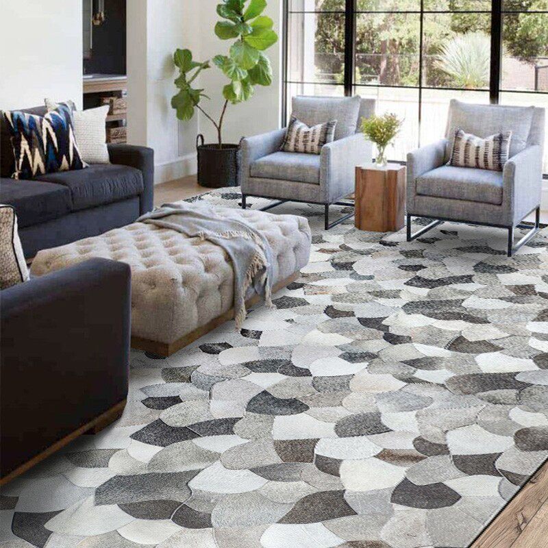 北欧客厅地毯卧室雅灰简约欧美现代时尚拼接地毯
