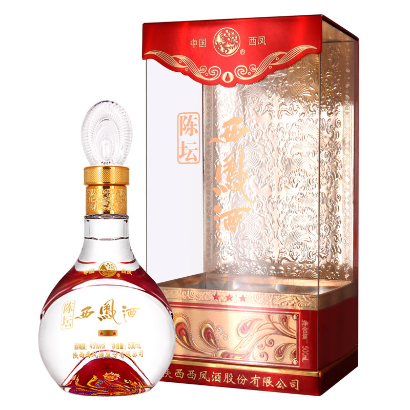 西凤酒45度陈坛三星500ml*6瓶整箱 红之欣酒类国产白酒